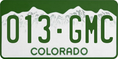 CO license plate 013GMC