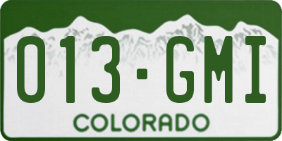CO license plate 013GMI
