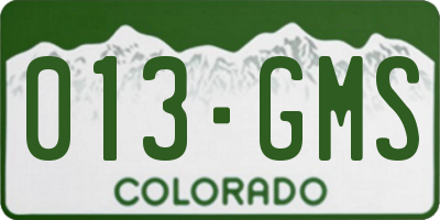CO license plate 013GMS