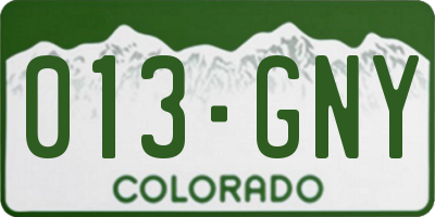 CO license plate 013GNY