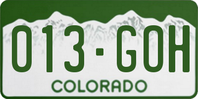 CO license plate 013GOH