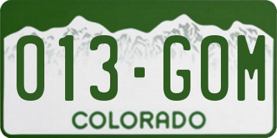 CO license plate 013GOM