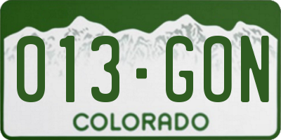 CO license plate 013GON