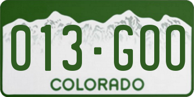 CO license plate 013GOO