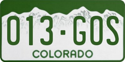 CO license plate 013GOS