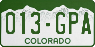 CO license plate 013GPA