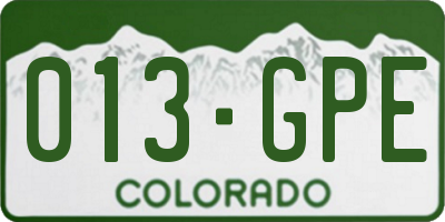 CO license plate 013GPE
