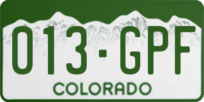 CO license plate 013GPF