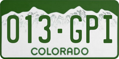 CO license plate 013GPI
