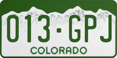CO license plate 013GPJ