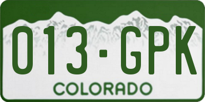 CO license plate 013GPK