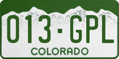 CO license plate 013GPL