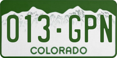 CO license plate 013GPN