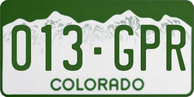CO license plate 013GPR