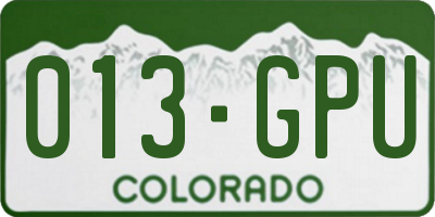 CO license plate 013GPU
