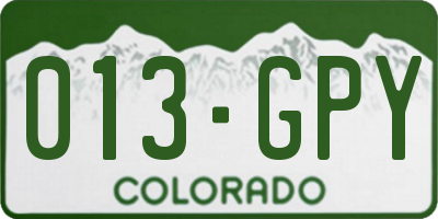 CO license plate 013GPY