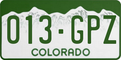 CO license plate 013GPZ