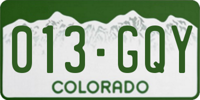 CO license plate 013GQY