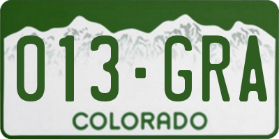 CO license plate 013GRA