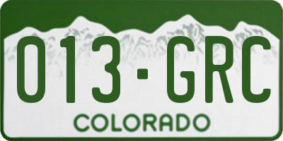 CO license plate 013GRC