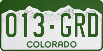CO license plate 013GRD