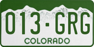 CO license plate 013GRG