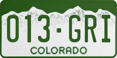 CO license plate 013GRI