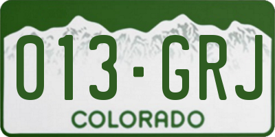 CO license plate 013GRJ