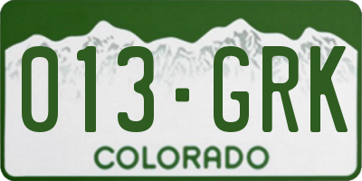 CO license plate 013GRK
