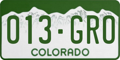 CO license plate 013GRO