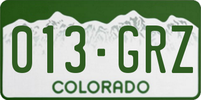 CO license plate 013GRZ