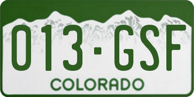 CO license plate 013GSF