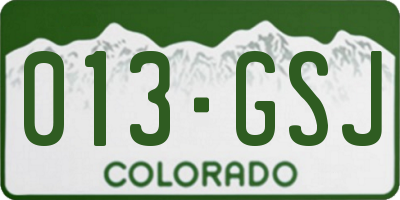 CO license plate 013GSJ