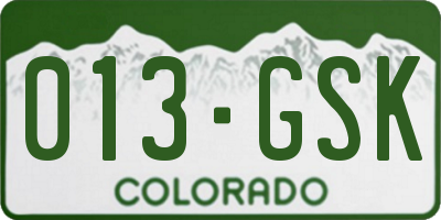 CO license plate 013GSK