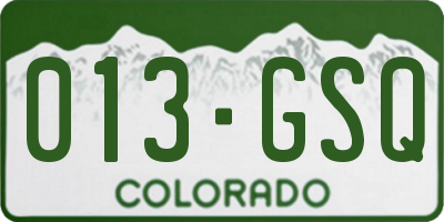 CO license plate 013GSQ
