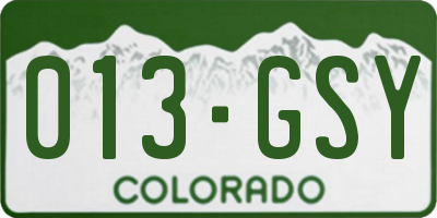 CO license plate 013GSY