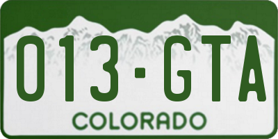 CO license plate 013GTA