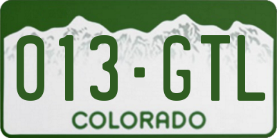 CO license plate 013GTL
