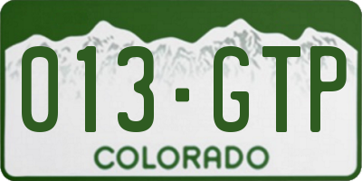 CO license plate 013GTP