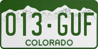 CO license plate 013GUF