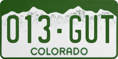 CO license plate 013GUT