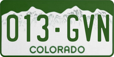 CO license plate 013GVN