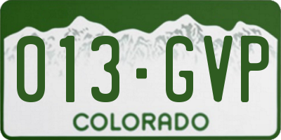 CO license plate 013GVP
