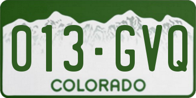 CO license plate 013GVQ
