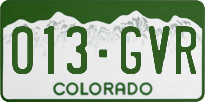 CO license plate 013GVR