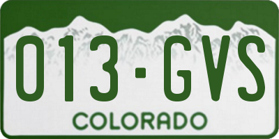 CO license plate 013GVS