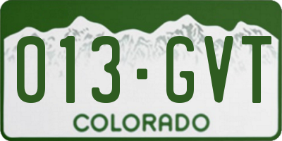 CO license plate 013GVT
