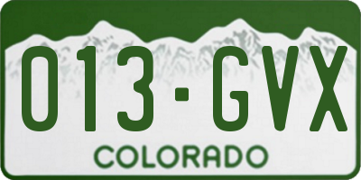 CO license plate 013GVX