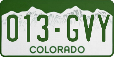CO license plate 013GVY