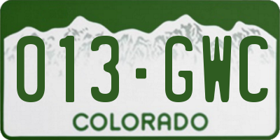 CO license plate 013GWC
